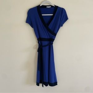 New York & company blue and navy wrap dress